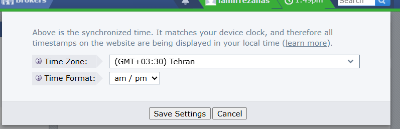 تنظیم تایم در فارکس فکتوری